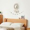 Hanging Wall Mirror-Boho Macrame Fringe Round Decorative Mirror with Wood Beads Feather Pendant,Art Ornament for Apartment Home Bedroom Living Room